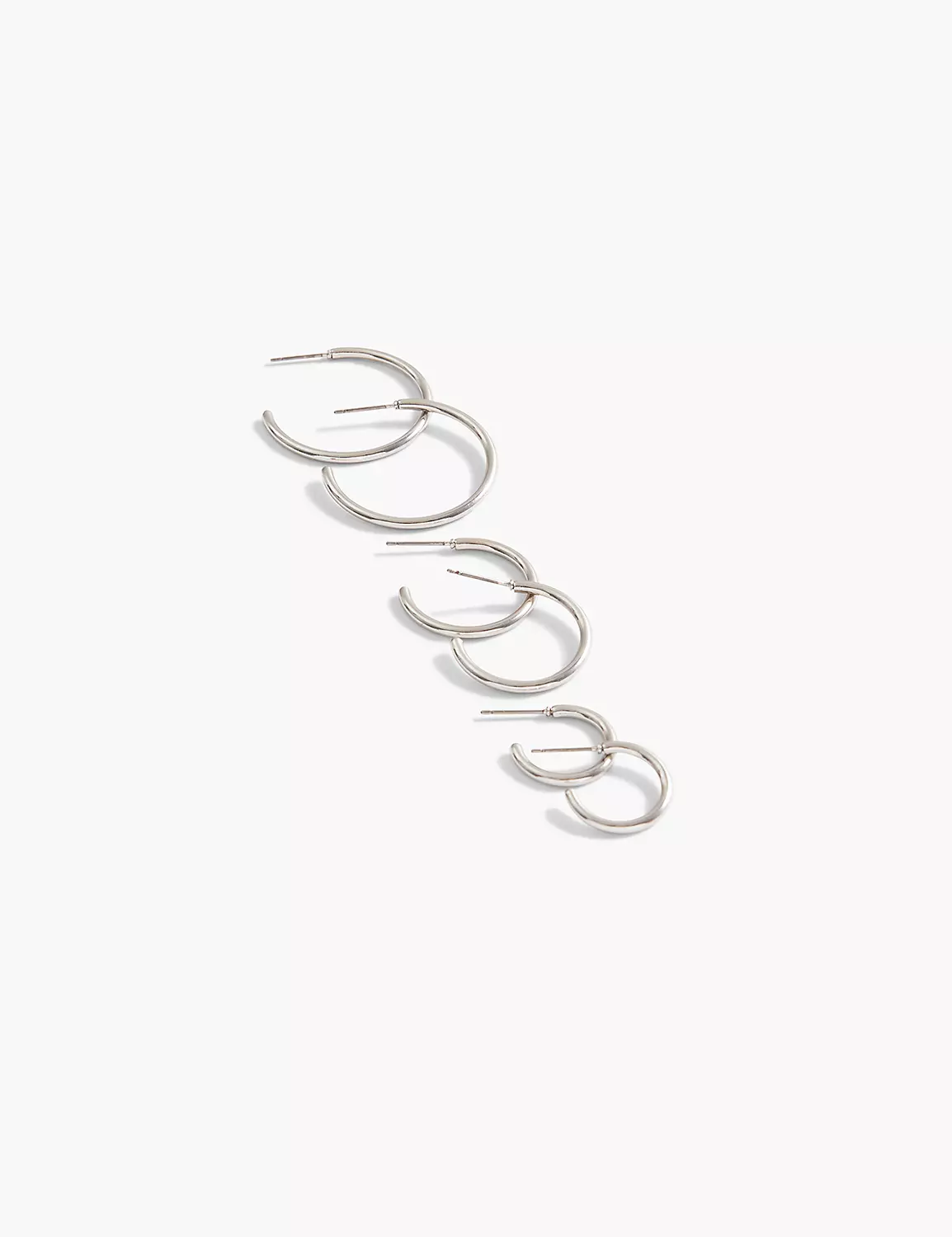 Open Hoop Earrings 3-Pack Silver Tone 6 Open Hoop Earrings 3-Pack Silver Tone - Image 4