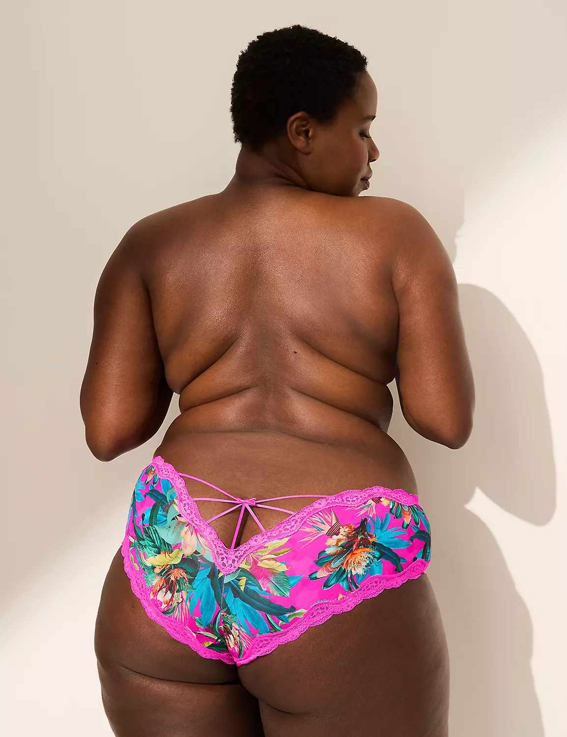 Lace-Trim Cheeky Panty Tropical Eden Confetti Pink 4 Lace-Trim Cheeky Panty Tropical Eden Confetti Pink - Image 2