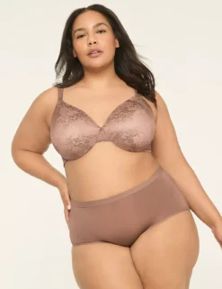 Invisible Lace Backsmoother Lightly Lined Full Coverage Bra Deep Taupe -Lanebryant Shop 363640 0000009488 alt2