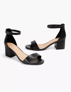 Dream Cloud Ankle Strap Block-Heel - Faux Leather Black
