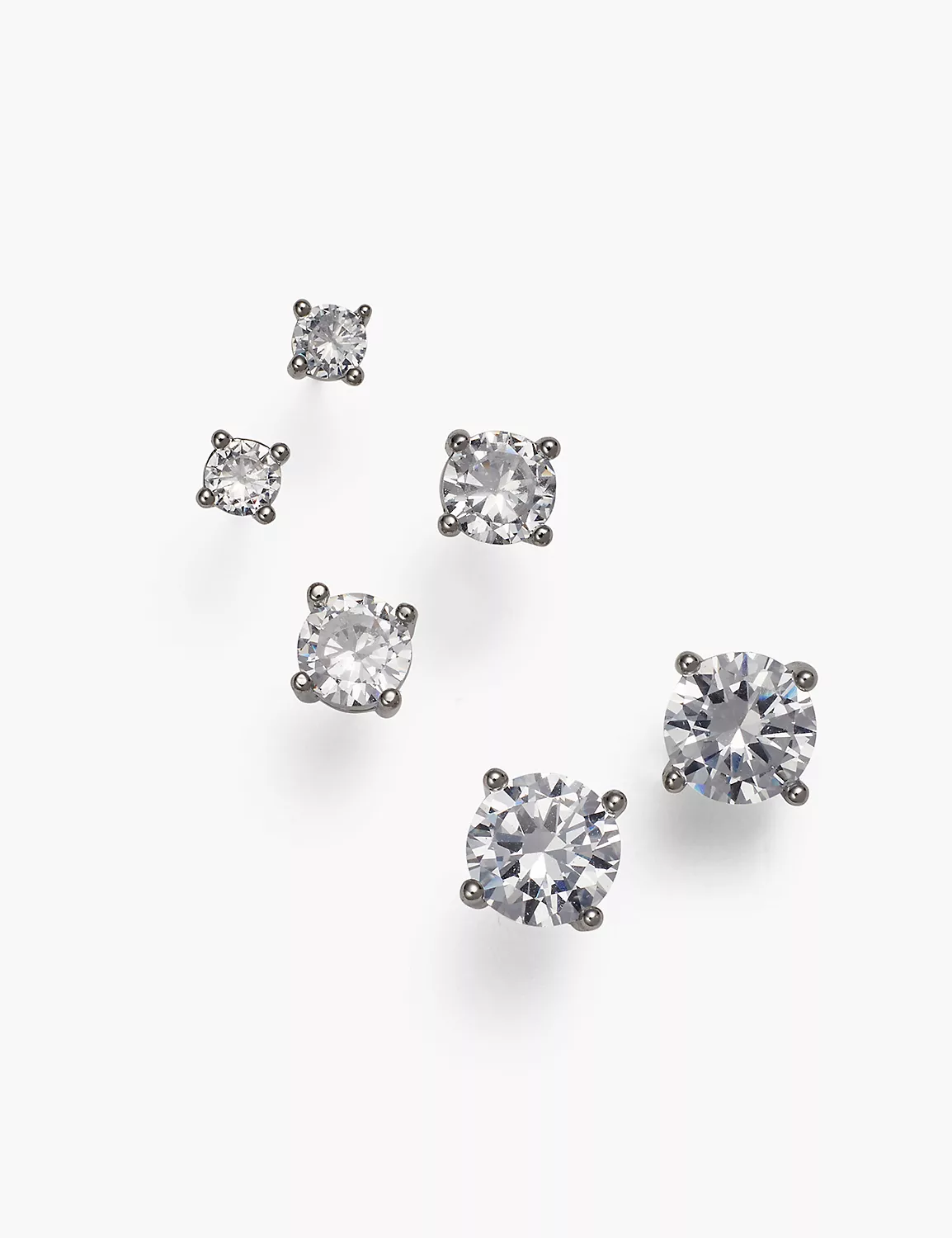 Graduated Stud Earrings 3-Pack Silver 3 Graduated Stud Earrings 3-Pack Silver