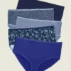 Cotton High-Leg Brief Panty - 5-Pack Clematis Blue Pack
