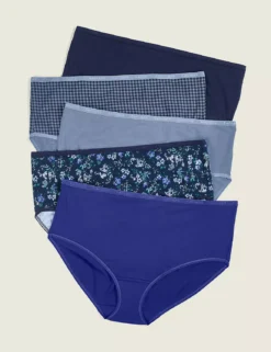 Cotton High-Leg Brief Panty - 5-Pack Clematis Blue Pack