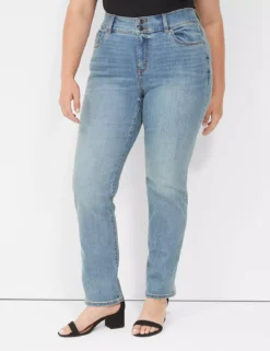 Tighter Tummy Fit High-Rise Straight Jean Medium Denim 9 Tighter Tummy Fit High-Rise Straight Jean Medium Denim -Lanebryant Shop 378120 0000012013