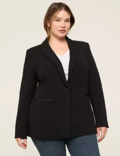Journey Knit Blazer With Zipper Pocket Black 7 Journey Knit Blazer With Zipper Pocket Black -Lanebryant Shop 402169 0000081590