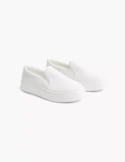 Dream Cloud Slip-On Faux-Leather Platform Sneaker White 9 Dream Cloud Slip-On Faux-Leather Platform Sneaker White -Lanebryant Shop 404765 0000007780