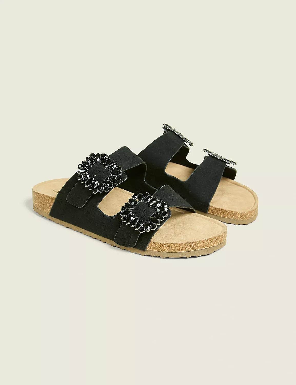 Dream Cloud Faux-Suede Embellished Slip-On Sandal Black 3 Dream Cloud Faux-Suede Embellished Slip-On Sandal Black - Image 2