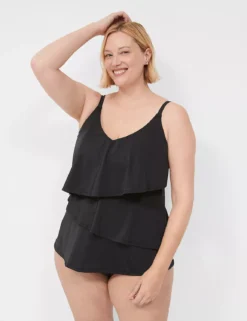 No-Wire Three-Tier Tankini Top Black 11 No-Wire Three-Tier Tankini Top Black -Lanebryant Shop 405937 0000015738