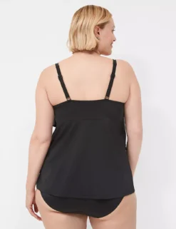 No-Wire Three-Tier Tankini Top Black