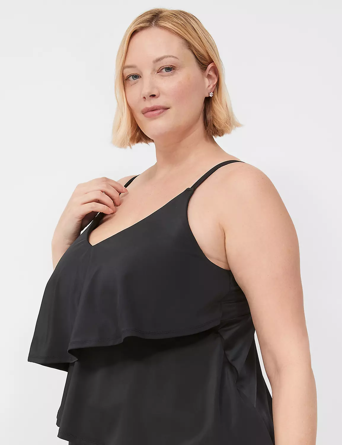 No-Wire Three-Tier Tankini Top Black 4 No-Wire Three-Tier Tankini Top Black - Image 2