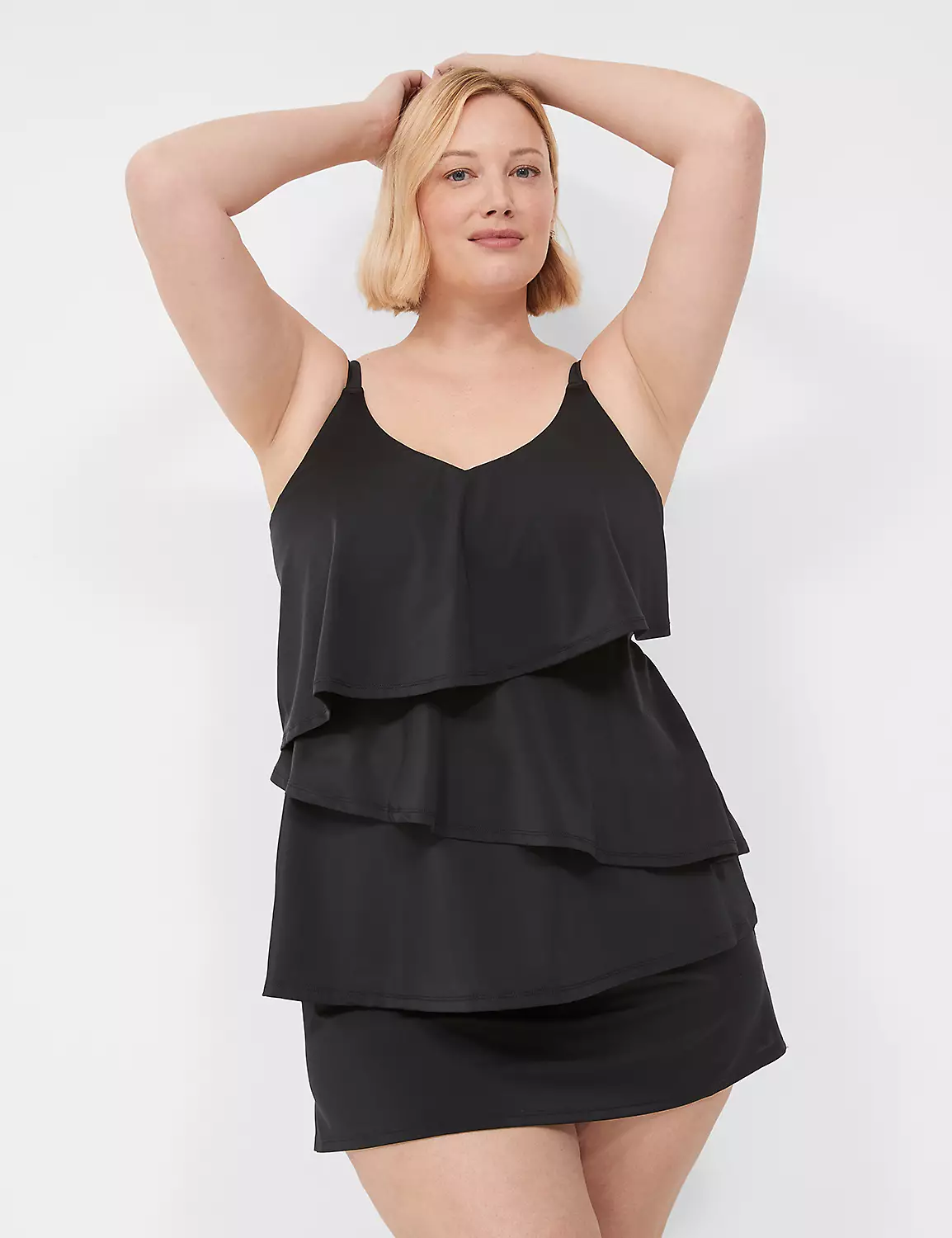No-Wire Three-Tier Tankini Top Black 6 No-Wire Three-Tier Tankini Top Black - Image 4