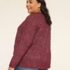 Open-Front Stitch Cardigan Burgundy -Lanebryant Shop 408588 0000008433 Back