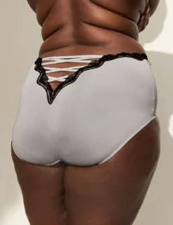 Lace-Trim Full Brief Panty Quiet Gray 7 Lace-Trim Full Brief Panty Quiet Gray -Lanebryant Shop 409095 0000028227