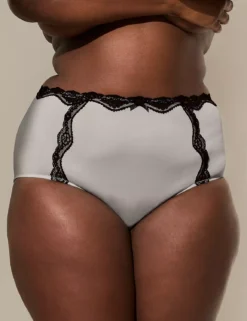Lace-Trim Full Brief Panty Quiet Gray