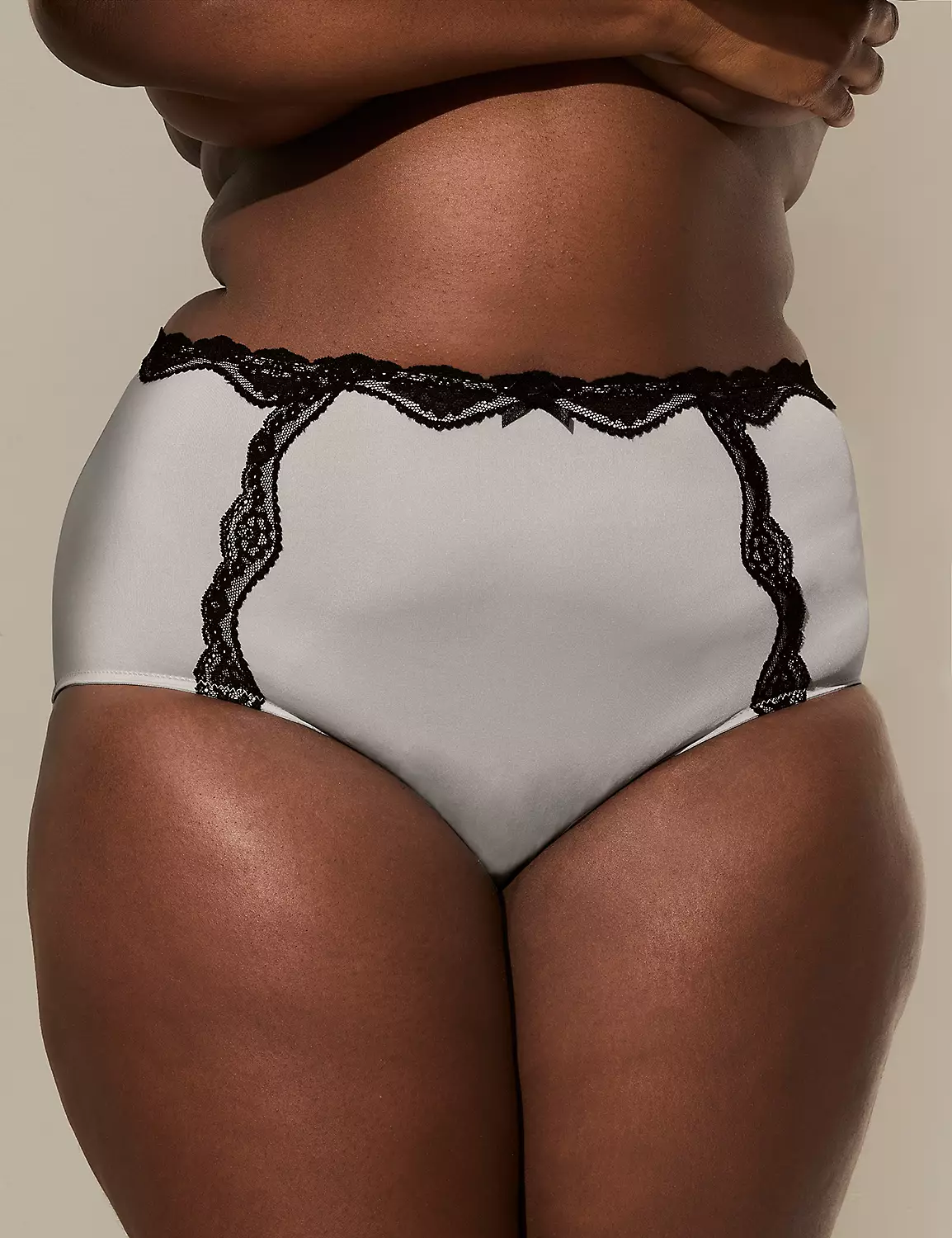 Lace-Trim Full Brief Panty Quiet Gray 3 Lace-Trim Full Brief Panty Quiet Gray