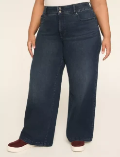 Tighter Tummy Fit High-Rise Wide Leg Jean Dark Denim 9 Tighter Tummy Fit High-Rise Wide Leg Jean Dark Denim -Lanebryant Shop 409109 0000113768