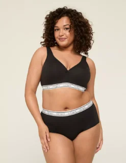 Cotton Lightly Lined No-Wire Bra Black 9 Cotton Lightly Lined No-Wire Bra Black -Lanebryant Shop 409165 0000006395