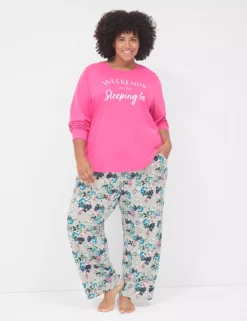 Comfy Cotton Top & Pant PJ Set Sleepin In 11 Comfy Cotton Top & Pant PJ Set Sleepin In -Lanebryant Shop 409230 0000112703