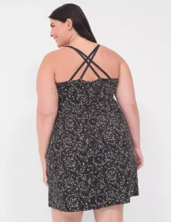 Comfy Cotton Lace-Trim Chemise Stargazer Black