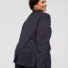 Lurex Perfect Drape Pinstripe Blazer Silver Stripe 2 Lurex Perfect Drape Pinstripe Blazer Silver Stripe -Lanebryant Shop 409346 0000113694 Back