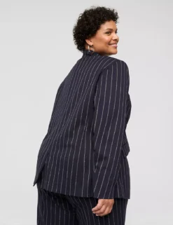 Lurex Perfect Drape Pinstripe Blazer Silver Stripe