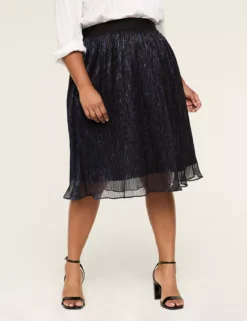 Lurex Shimmer Crinkle Knit Skirt Metallic Navy 7 Lurex Shimmer Crinkle Knit Skirt Metallic Navy -Lanebryant Shop 409358 0000112869