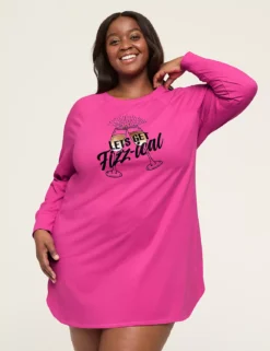 Comfy Cotton Long-Sleeve Sleepshirt Lets Get Fizzical 7 Comfy Cotton Long-Sleeve Sleepshirt Lets Get Fizzical -Lanebryant Shop 409403 0000112679