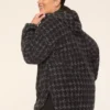 LIVI Fleece Full-Zip Hooded Jacket Charcoal Houndstooth 2 LIVI Fleece Full-Zip Hooded Jacket Charcoal Houndstooth -Lanebryant Shop 409527 0000115093 Back