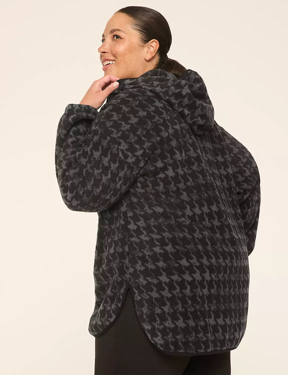 LIVI Fleece Full-Zip Hooded Jacket Charcoal Houndstooth 3 LIVI Fleece Full-Zip Hooded Jacket Charcoal Houndstooth