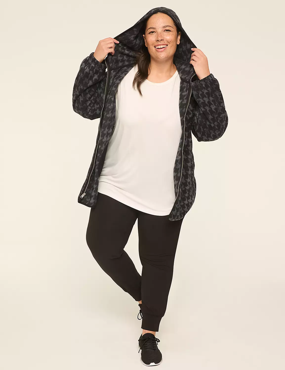 LIVI Fleece Full-Zip Hooded Jacket Charcoal Houndstooth 4 LIVI Fleece Full-Zip Hooded Jacket Charcoal Houndstooth - Image 2