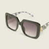 Black & White Floral Square Sunglasses Black 2 Black & White Floral Square Sunglasses Black -Lanebryant Shop 410309 0000012427