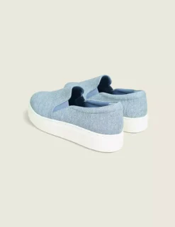 Dream Cloud Faux-Leather Slip-On Platform Sneaker Denim