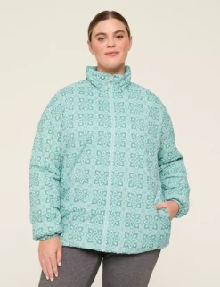 LIVI Full-Zip Reversible Puffer Jacket Seaside Mosaic -Lanebryant Shop 410434 0000113291