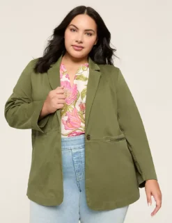 Oversized Twill Jacket Bronze Green 9 Oversized Twill Jacket Bronze Green -Lanebryant Shop 410623 0000009556