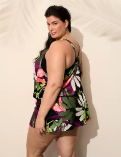 No-Wire Blouson Tankini Top Tropical Leaves_005_