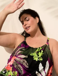 No-Wire Blouson Tankini Top Tropical Leaves_005_ 10 No-Wire Blouson Tankini Top Tropical Leaves_005_ -Lanebryant Shop 410632 0000113858 alt2