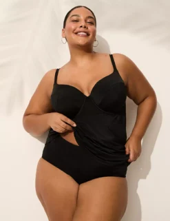 Underwire Balconette Tankini Top Black -Lanebryant Shop 410639 0000015738 alt4