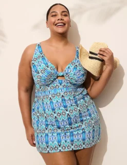Underwire Knot-Front Tankini Top Lovely Ikat Freestyle 11 Underwire Knot-Front Tankini Top Lovely Ikat Freestyle -Lanebryant Shop 410640 0000113207