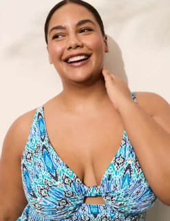 Underwire Knot-Front Tankini Top Lovely Ikat Freestyle 9 Underwire Knot-Front Tankini Top Lovely Ikat Freestyle -Lanebryant Shop 410640 0000113207 alt2