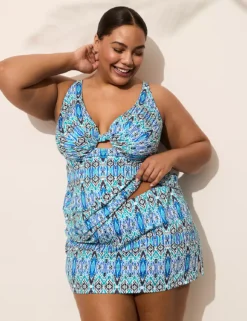 Underwire Knot-Front Tankini Top Lovely Ikat Freestyle 10 Underwire Knot-Front Tankini Top Lovely Ikat Freestyle -Lanebryant Shop 410640 0000113207 alt3