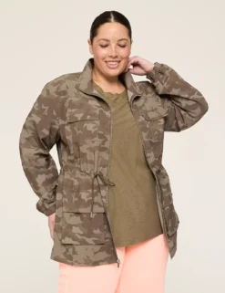 LIVI Woven Cargo Jacket Brown Camo 7 LIVI Woven Cargo Jacket Brown Camo -Lanebryant Shop 410685 0000114474