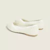 Stretch Knit Pointed Toe Ballet Flat Ivory Rose
