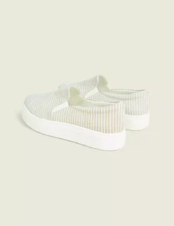 Dream Cloud Striped Knit Slip-On Platform Sneaker Tan