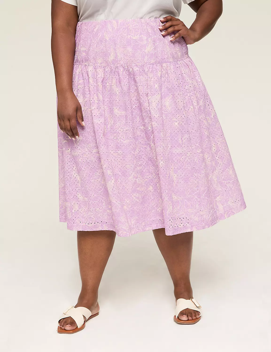 Printed Eyelet Midi Skirt Purple Floral 5 Printed Eyelet Midi Skirt Purple Floral - Image 3