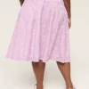 Printed Eyelet Midi Skirt Purple Floral
