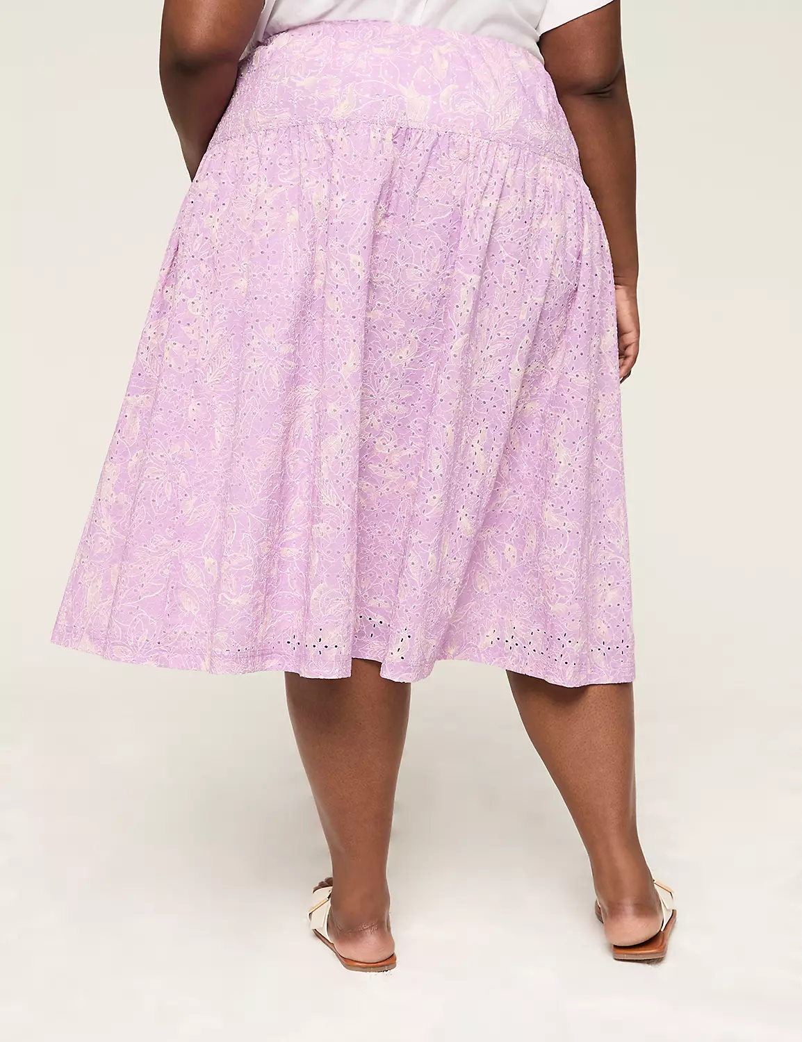 Printed Eyelet Midi Skirt Purple Floral 3 Printed Eyelet Midi Skirt Purple Floral
