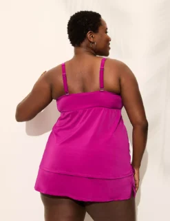 No-Wire Three-Tier Strappy Tankini Top Spicy Orchid