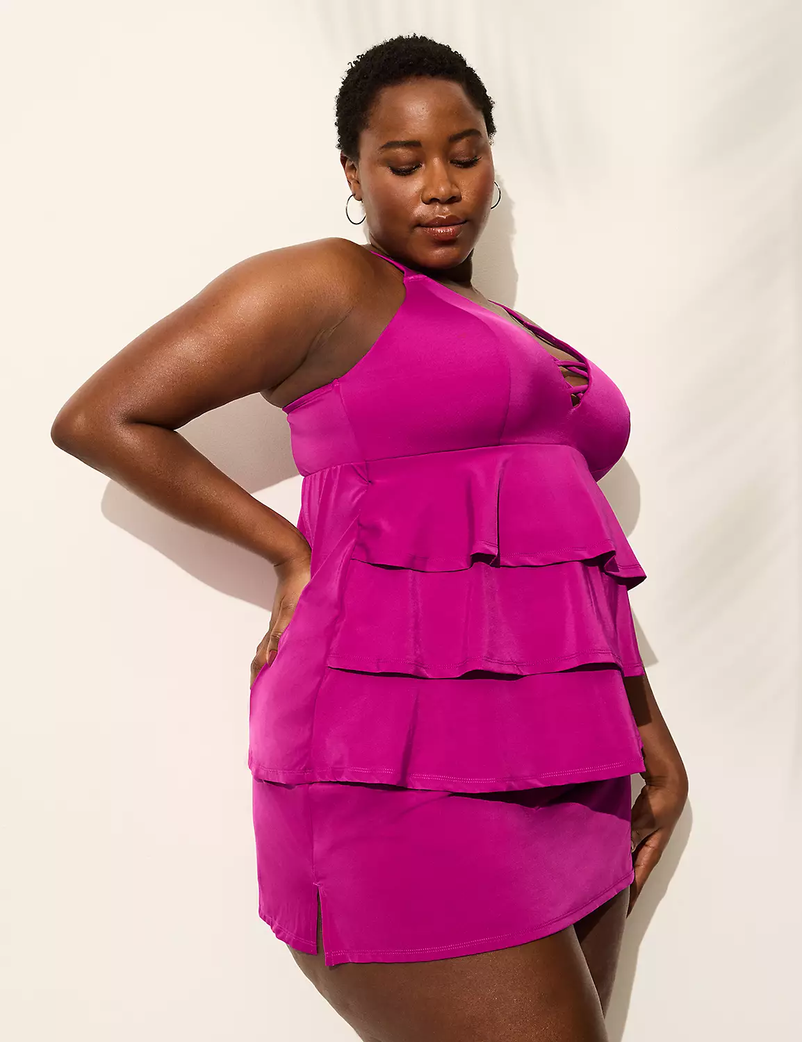 No-Wire Three-Tier Strappy Tankini Top Spicy Orchid 4 No-Wire Three-Tier Strappy Tankini Top Spicy Orchid - Image 2