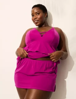 No-Wire Three-Tier Strappy Tankini Top Spicy Orchid 10 No-Wire Three-Tier Strappy Tankini Top Spicy Orchid -Lanebryant Shop 410866 0000023226 alt3