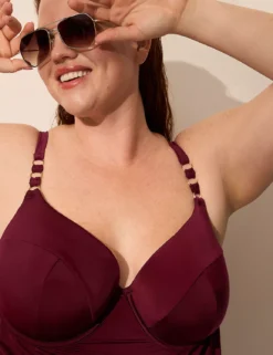 Underwire Balconette Chain-Detail Tankini Top Mudra Maroon 10 Underwire Balconette Chain-Detail Tankini Top Mudra Maroon -Lanebryant Shop 410882 0000113076 alt2